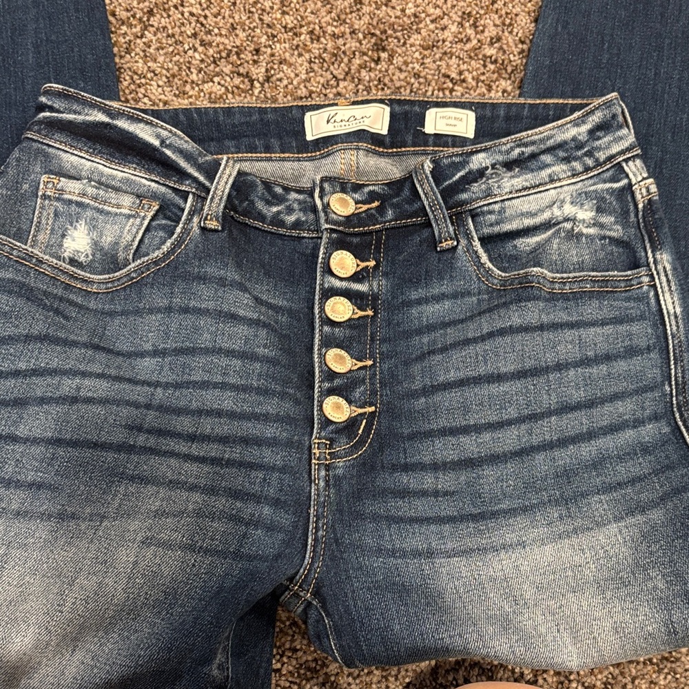 KanCan High Rise Button Fly Distressed Jeans - Picture 5 of 6